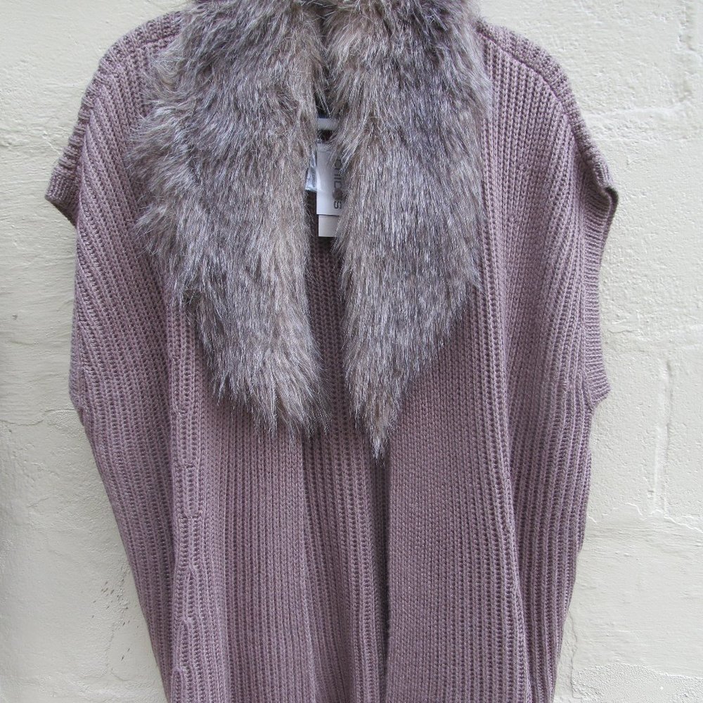 Sweater Vest w Removable Fur Collar XL NW $129 Tag
